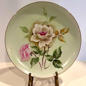 Vintage 10” Gold Trim Floral Plate